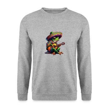 Cinco de Mayo Frog Guitare Mariachi - Sweat-shirt Unisexe - gris chiné - Devant - Alina (178cm) & Michal (187cm)
