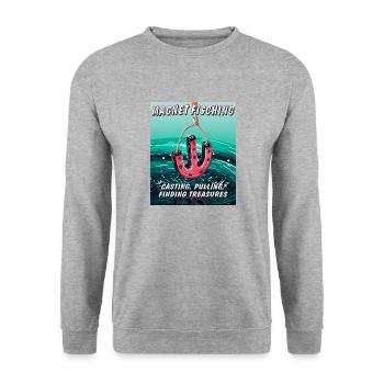MAGNET FISCHING CASTING PULLING FINDING TREASU - Unisex Pullover - Weißgrau meliert - Vorne - Alina (178cm) & Michal (187cm)