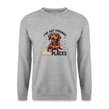 Dachshund Doxie Wiener Dog Breed I´ve Got Friends - Unisex Pullover - Weißgrau meliert - Vorne - Alina (178cm) & Michal (187cm)