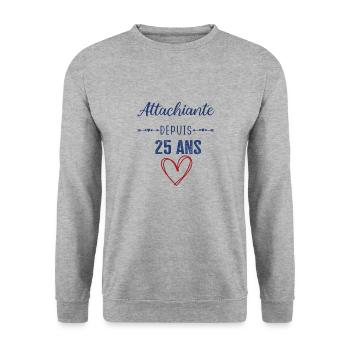 idée cadeau anniversaire 25 ans fille femme ado - Sweat-shirt Unisexe - gris chiné - Devant - Alina (178cm) & Michal (187cm)