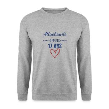 idée cadeau anniversaire 17 ans fille femme ado - Sweat-shirt Unisexe - gris chiné - Devant - Alina (178cm) & Michal (187cm)