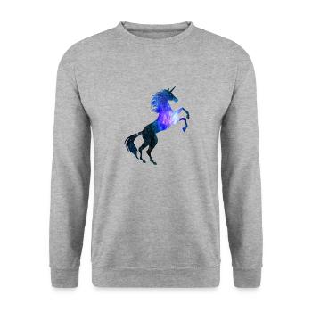 Einhorn Galaxie Symbol T-Shirt Universum Magisch - Unisex Pullover - Weißgrau meliert - Vorne - Alina (178cm) & Michal (187cm)