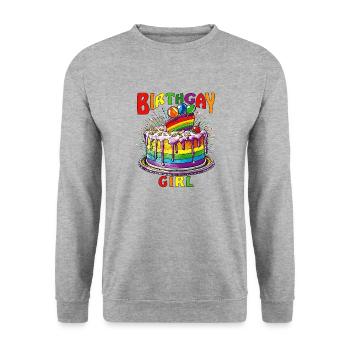 CAKE BIRTHGAY GIRL - Unisex Sweatshirt - salt & pepper - Front - Alina (178cm) & Michal (187cm)