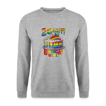 CAKE 20 HAPPY BIRTHGAY GIRL - Unisex Sweatshirt - salt & pepper - Front - Alina (178cm) & Michal (187cm)