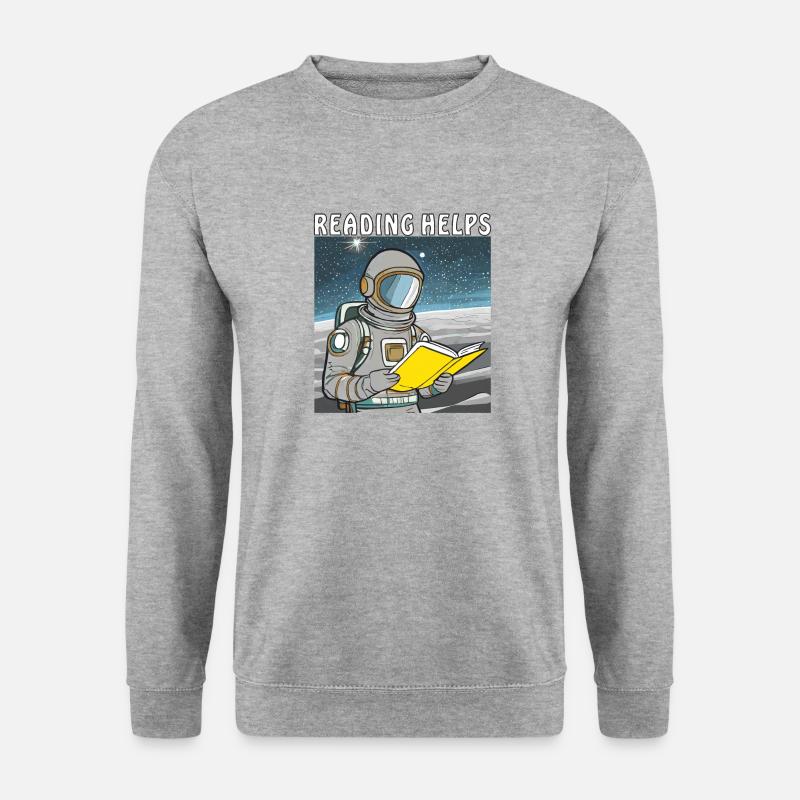ASTRONAUT BOOK READING HELPS - Unisex Sweatshirt - salt & pepper