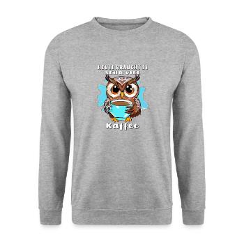 EULE SEHR VIEL KAFFEE - Unisex Pullover - Weißgrau meliert - Vorne - Alina (178cm) & Michal (187cm)