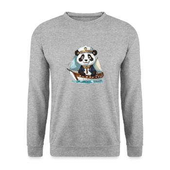 PANDA OURS NAVIGUANT - Sweat-shirt Unisexe - gris chiné - Devant - Alina (178cm) & Michal (187cm)