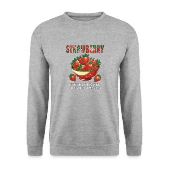 STRAWBERRY FRESHLY PICKED FRESHLY TASTED - Unisex Pullover - Weißgrau meliert - Vorne - Alina (178cm) & Michal (187cm)