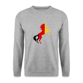 Unicorn Germany Flag Shirt Magical Unicorn Germany - Unisex Sweatshirt - salt & pepper - Front - Alina (178cm) & Michal (187cm)