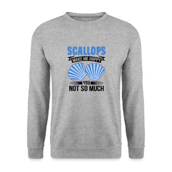 Muschel Muschelsammler Jakobsmuschel - Unisex Pullover - Weißgrau meliert - Vorne - Alina (178cm) & Michal (187cm)