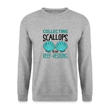 Seashell Shell Collector Scallop - Unisex Sweatshirt - salt & pepper - Front - Alina (178cm) & Michal (187cm)