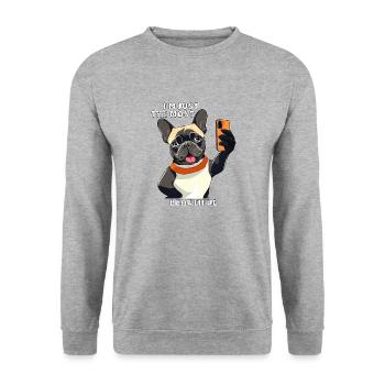 SMARTPHONE POUR CHIEN JE SUIS JUSTE LE PLUS BEAU - Sweat-shirt Unisexe - gris chiné - Devant - Alina (178cm) & Michal (187cm)
