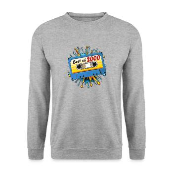 2000 MUSIKKASETTE BEST OF - Unisex Pullover - Weißgrau meliert - Vorne - Alina (178cm) & Michal (187cm)