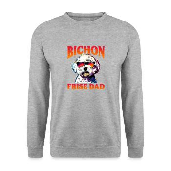 Bichon frisé Race de chien Bichon frisé Papa - Sweat-shirt Unisexe - gris chiné - Devant - Alina (178cm) & Michal (187cm)
