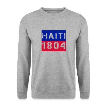 HAITI 1804 FONT IN COLORS OF THE NATIONAL FLAG - Unisex Sweatshirt - salt & pepper - Front - Alina (178cm) & Michal (187cm)
