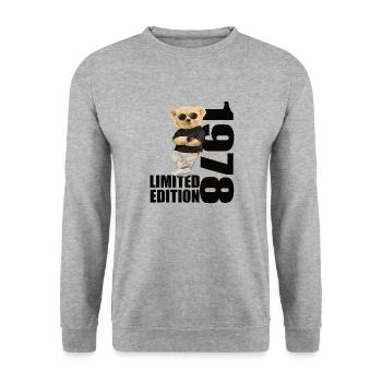 Édition limitée 1978 ours ours anniversaire 1978 - Sweat-shirt Unisexe - gris chiné - Devant - Alina (178cm) & Michal (187cm)