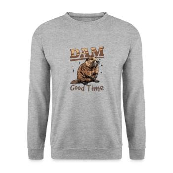 Funny Beaver Animal Dam good time - Unisex Sweatshirt - salt & pepper - Front - Alina (178cm) & Michal (187cm)