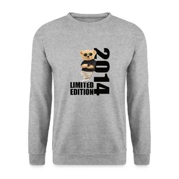 Limited Edition 2014 Bär Bären Geburtstag 2014 - Unisex Pullover - Weißgrau meliert - Vorne - Alina (178cm) & Michal (187cm)