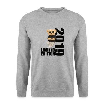Limited Edition 2019 Bear Bears Birthday 2019 - Unisex Sweatshirt - salt & pepper - Front - Alina (178cm) & Michal (187cm)