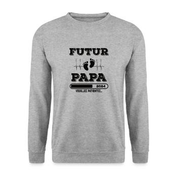Man Soon to Dad Announcement, Dad Future Gift - Unisex Sweatshirt - salt & pepper - Front - Alina (178cm) & Michal (187cm)