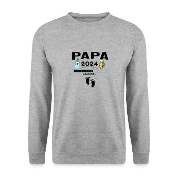 Homme bientôt papa Annonce, cadeau futur papa - Sweat-shirt Unisexe - gris chiné - Devant - Alina (178cm) & Michal (187cm)