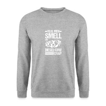 Real men smell of diesel and cow dung - Unisex Sweatshirt - salt & pepper - Front - Alina (178cm) & Michal (187cm)