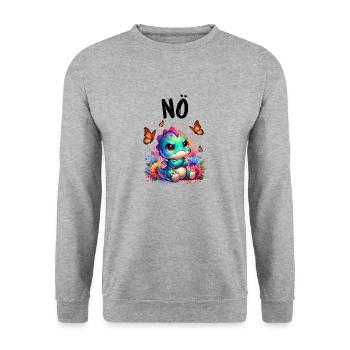 Dinosaur Saying Nope for Boys and Girls - Unisex Sweatshirt - salt & pepper - Front - Alina (178cm) & Michal (187cm)