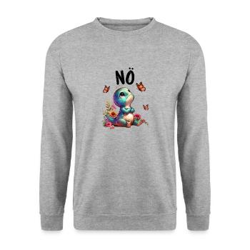 Dinosaur Dinos Saying Nope for Boys and Girls - Unisex Sweatshirt - salt & pepper - Front - Alina (178cm) & Michal (187cm)