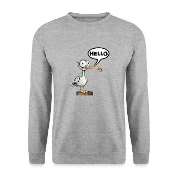 Hallo - Unisex Pullover - Weißgrau meliert - Vorne - Alina (178cm) & Michal (187cm)