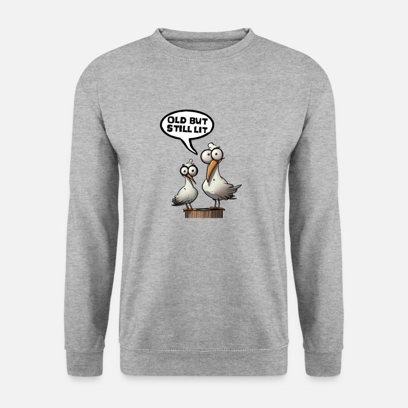 Beleuchtete alte Dame - Unisex Pullover - Weißgrau meliert