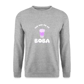 Tu m’as eu avec Boba - Sweat-shirt Unisexe - gris chiné - Devant - Alina (178cm) & Michal (187cm)