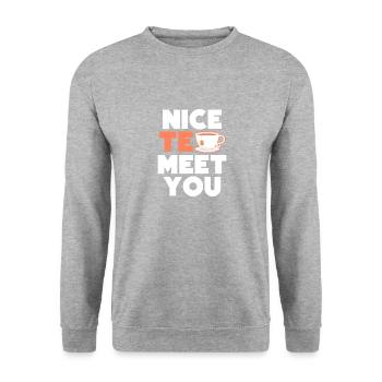 Nice tea to get to know you - Unisex Sweatshirt - salt & pepper - Front - Alina (178cm) & Michal (187cm)