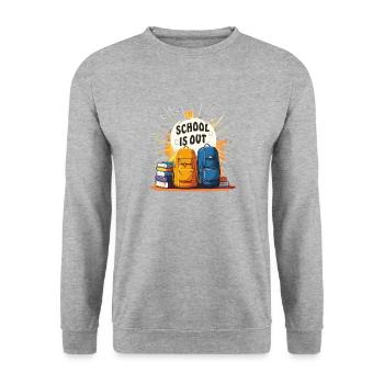 SCHULE IST AUS - Unisex Pullover - Weißgrau meliert - Vorne - Alina (178cm) & Michal (187cm)