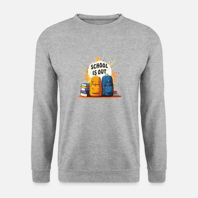 SCHULE IST AUS - Unisex Pullover - Weißgrau meliert