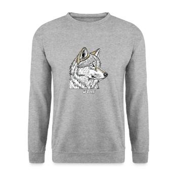WOLF DRAWING - Unisex Sweatshirt - salt & pepper - Front - Alina (178cm) & Michal (187cm)