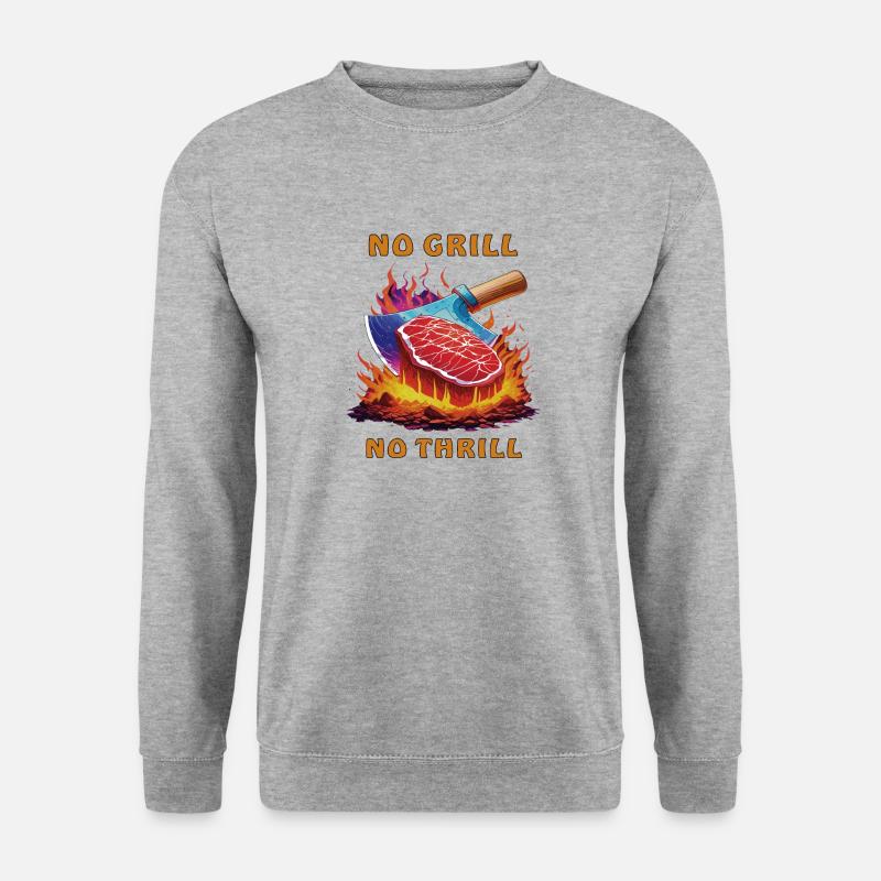 STEAK NO GRILL NO THRILL - Unisex Pullover - Weißgrau meliert
