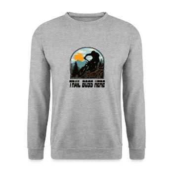 Downhill Mountainbike Mtb Mountainbiker Biking - Unisex Pullover - Weißgrau meliert - Vorne - Alina (178cm) & Michal (187cm)