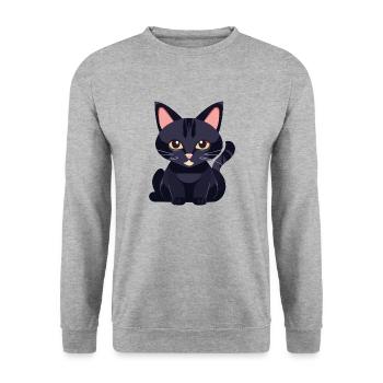 chat noir aux yeux jaunes - Sweat-shirt Unisexe - gris chiné - Devant - Alina (178cm) & Michal (187cm)