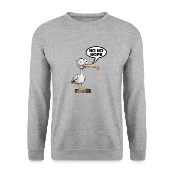 Nope be Seagull - Sweat-shirt Unisexe - gris chiné - Devant - Alina (178cm) & Michal (187cm)