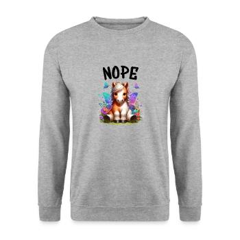 Cheval Drôle Dicton Non pour les amoureux des chevaux - Sweat-shirt Unisexe - gris chiné - Devant - Alina (178cm) & Michal (187cm)