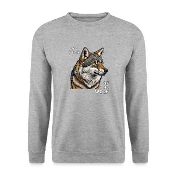 NO FEAR OF THE WOLF - Unisex Sweatshirt - salt & pepper - Front - Alina (178cm) & Michal (187cm)