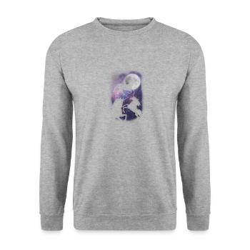 Three Moon Unicorn T-Shirt Magical Rainbow Unicorn - Unisex Sweatshirt - salt & pepper - Front - Alina (178cm) & Michal (187cm)