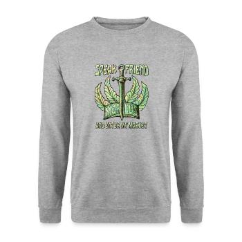 SCHWERT PARLE AMI ET ENTRE DANS MON MARCHÉ - Sweat-shirt Unisexe - gris chiné - Devant - Alina (178cm) & Michal (187cm)