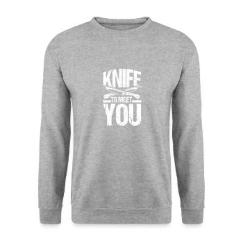 Ravi de vous rencontrer - Sweat-shirt Unisexe - gris chiné - Devant - Alina (178cm) & Michal (187cm)