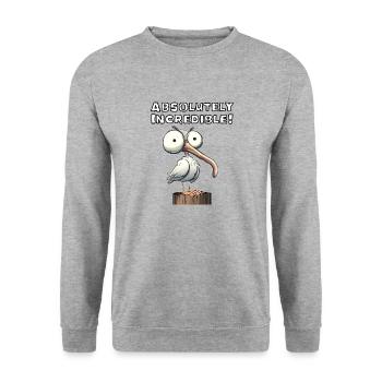 Absolutely Incredible Geschenk Spruch - Sprüche - Unisex Pullover - Weißgrau meliert - Vorne - Alina (178cm) & Michal (187cm)