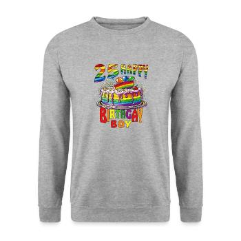TORTE 25 HAPPY BIRTHGAY BOY - Unisex Sweatshirt - salt & pepper - Front - Alina (178cm) & Michal (187cm)