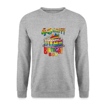 TORTE 40 HAPPY BIRTHGAY BOY - Unisex Sweatshirt - salt & pepper - Front - Alina (178cm) & Michal (187cm)