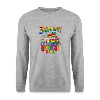 TORTE 30 HAPPY BIRTHGAY GIRL - Unisex Sweatshirt - salt & pepper - Front - Alina (178cm) & Michal (187cm)