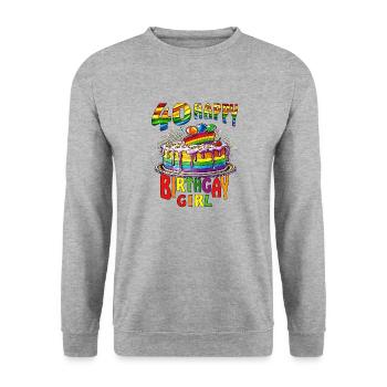 TORTE 40 HAPPY BIRTHGAY GIRL - Unisex Sweatshirt - salt & pepper - Front - Alina (178cm) & Michal (187cm)