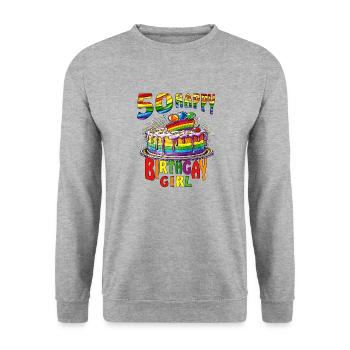 TORTE 50 HAPPY BIRTHGAY GIRL - Unisex Sweatshirt - salt & pepper - Front - Alina (178cm) & Michal (187cm)